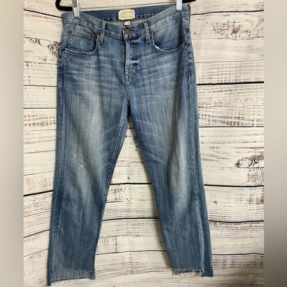 Current Elliott Jeans Womens Sz 28 The Cross over First Loved Destroyed uneven - Picture 2 of 15